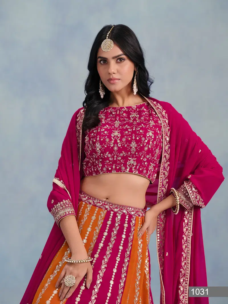 Krishvi 1031 By Mehvish Faux Georgette Designer Lehenga Choli Suppliers In India